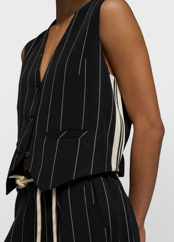 gilet pinstripe | black