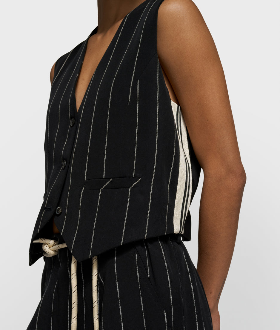 gilet pinstripe | black