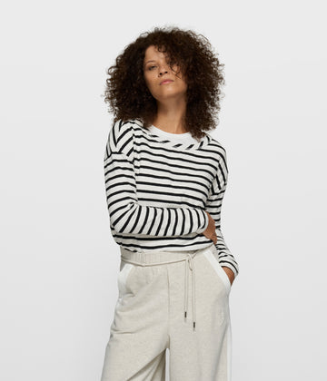 long sleeve tee stripes | ecru/black