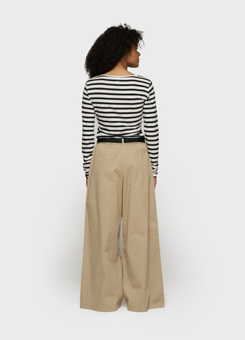 extra long sleeve tee modal stripes | ecru/black