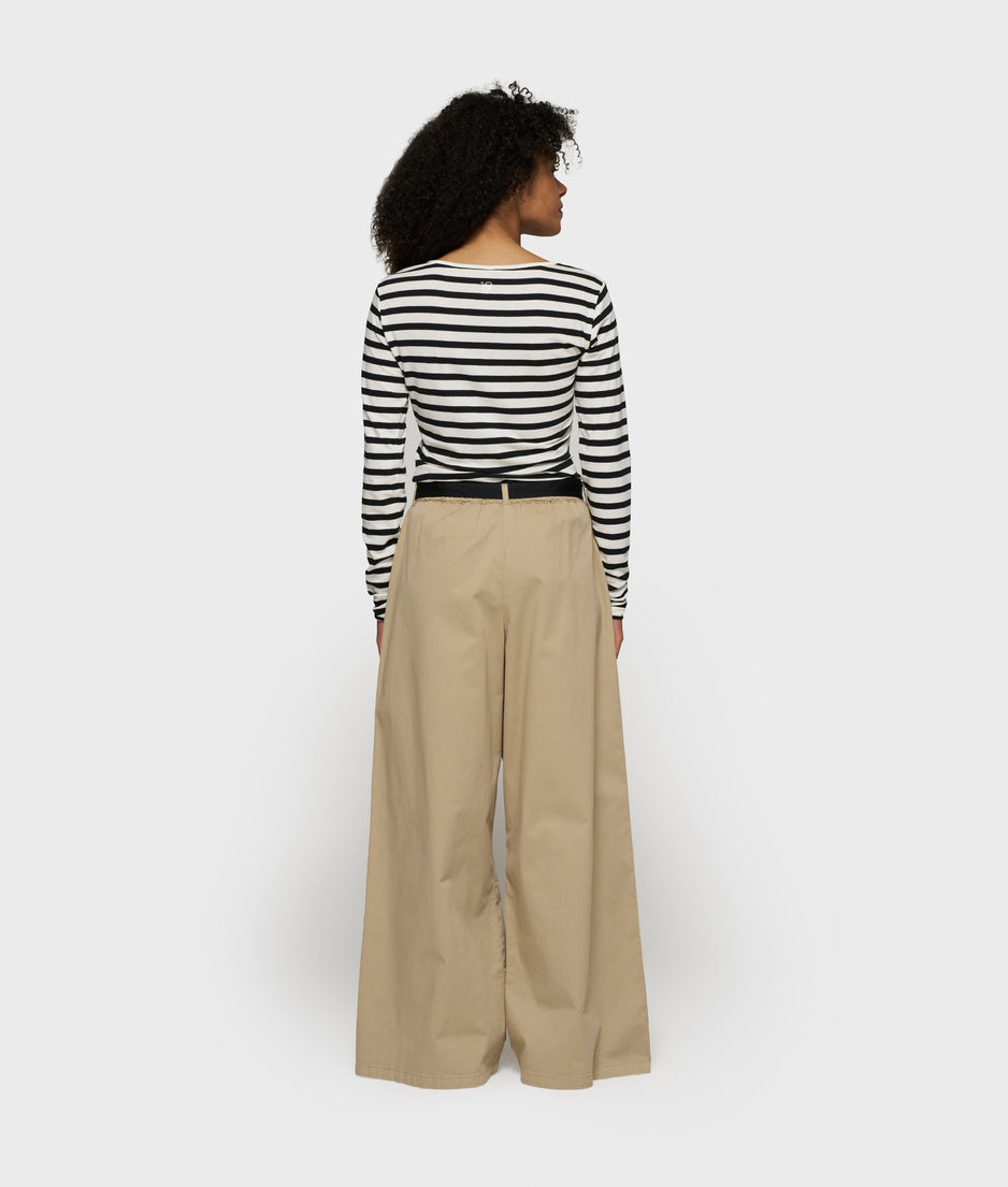 extra long sleeve tee modal stripes | ecru/black