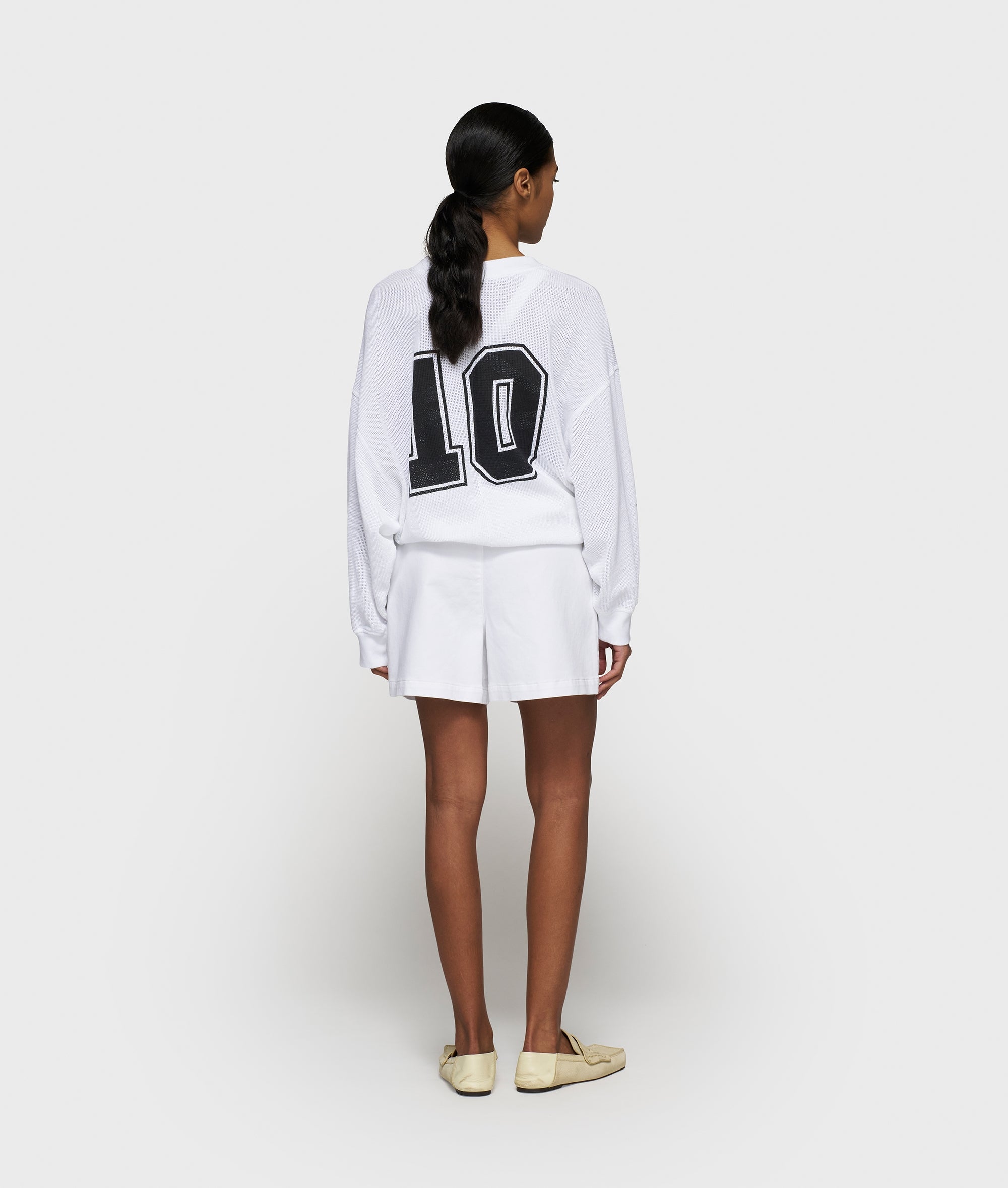 mesh baseball sweater gathering | white | 10DAYS | Official