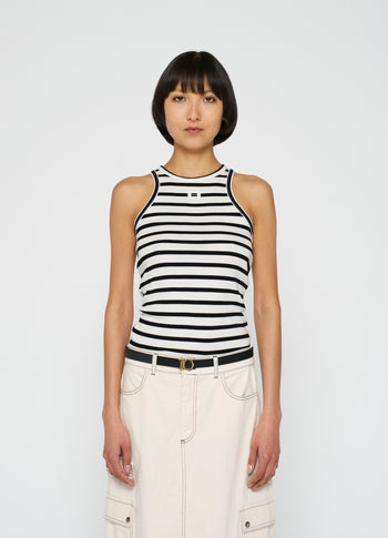 tank top rib stripe | ecru/black