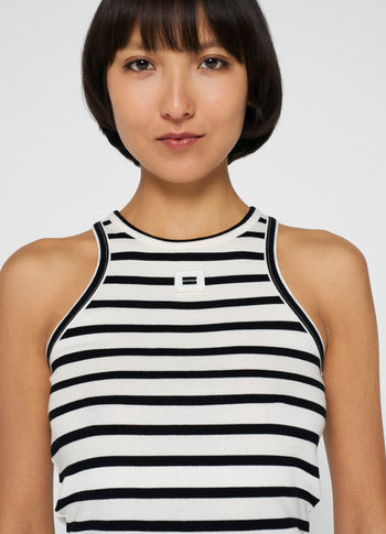 tank top rib stripe | ecru/black