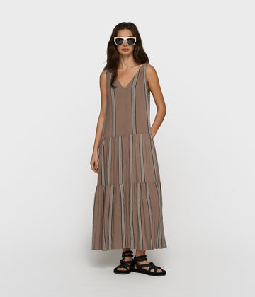 flowy maxi dress stripes | moonrock