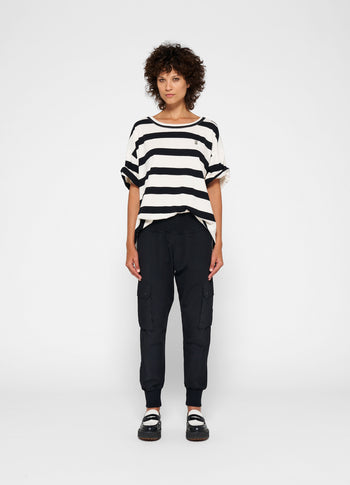 oversized tee stripes | white/black