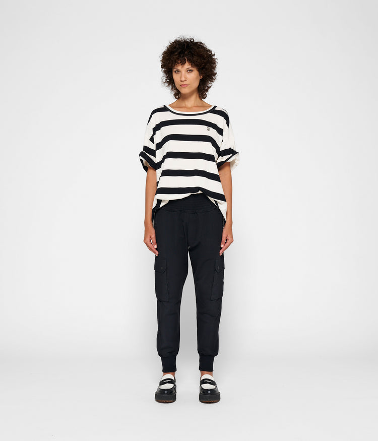 oversized tee stripes | white/black