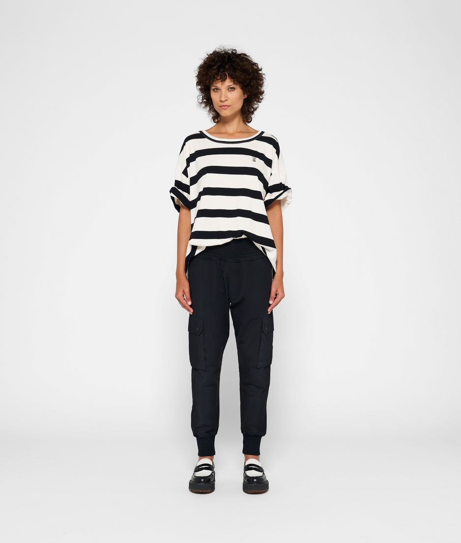 oversized tee stripes | white/black