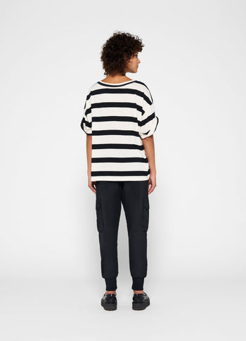 oversized tee stripes | white/black