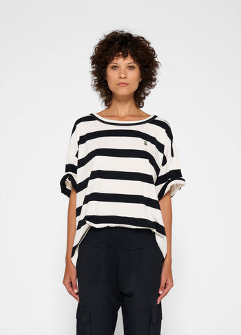 oversized tee stripes | white/black