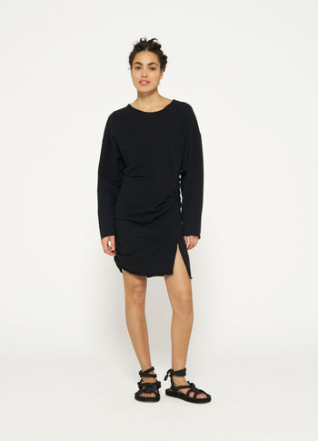 longsleeve mini dress fleece | black