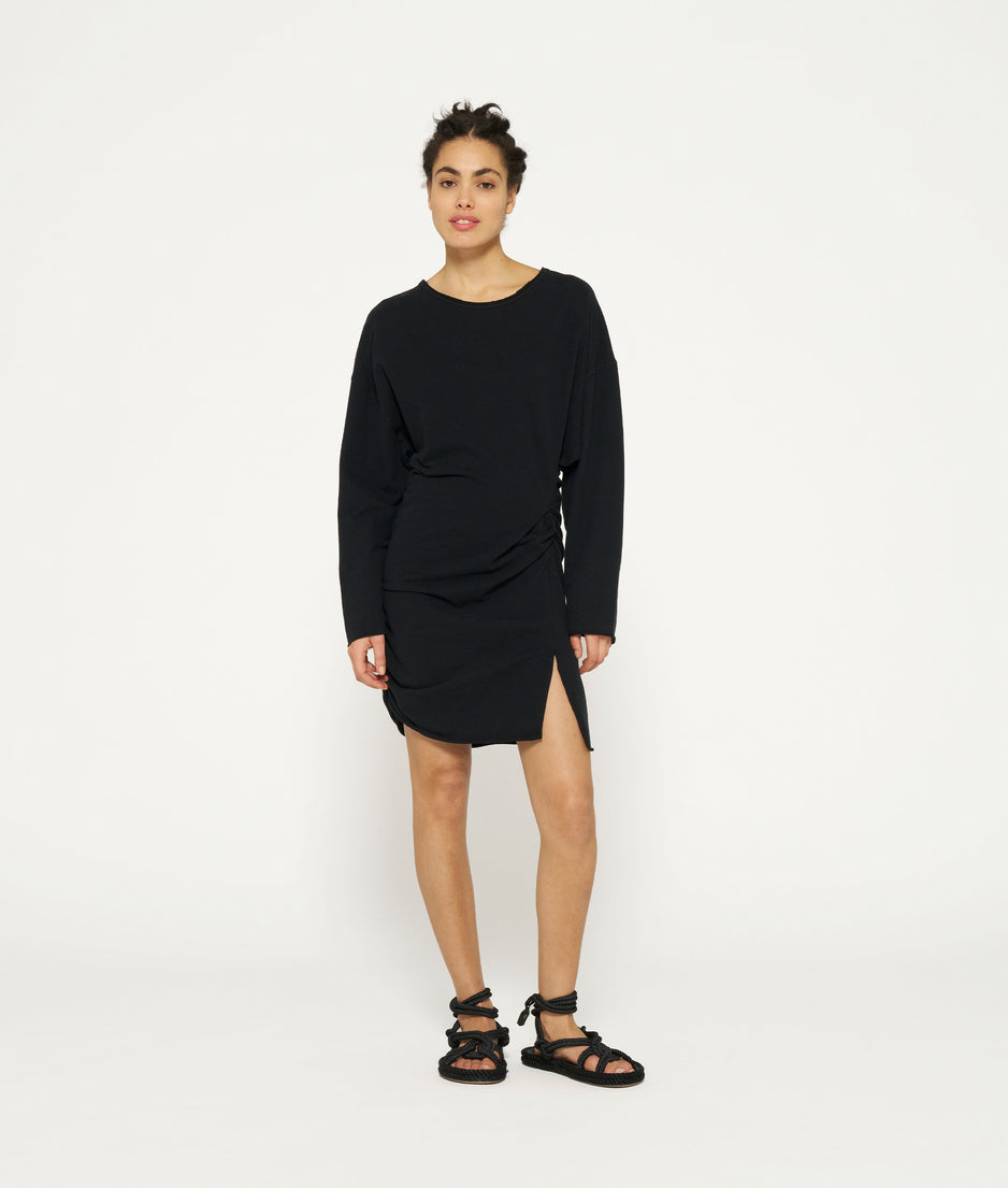 longsleeve mini dress fleece | black