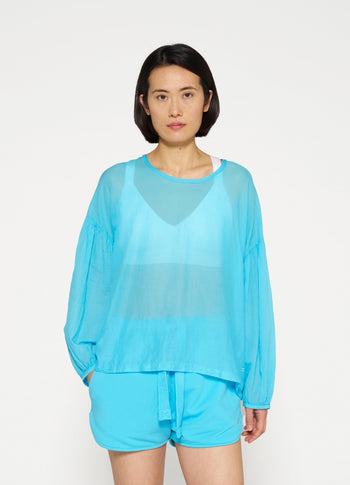 balloon sleeve blouse | laguna blue