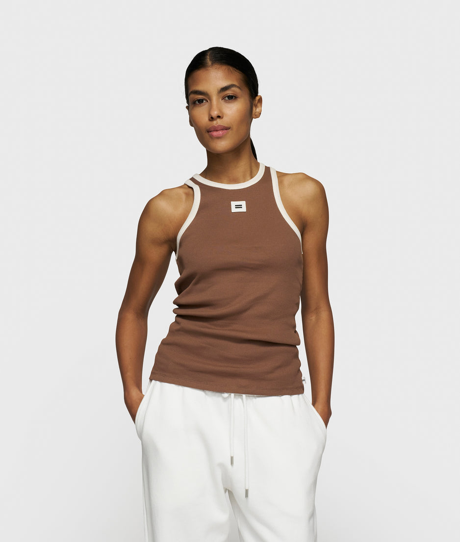 tank top rib contrast | truffle