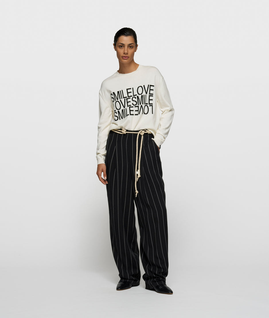 smile love knit sweater | ecru