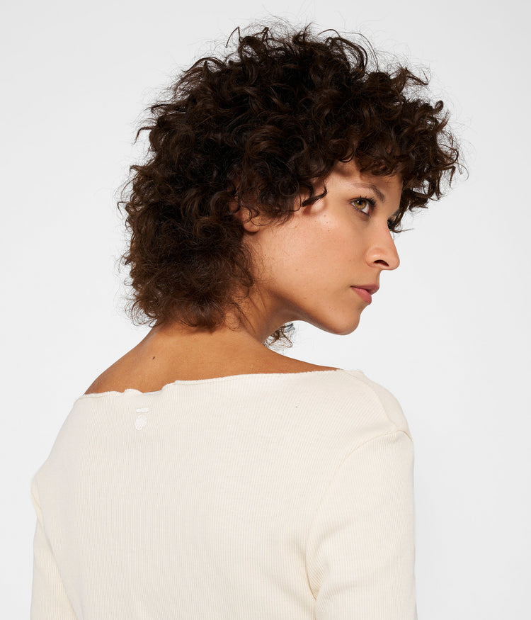 soft rib boatneck tee | cream