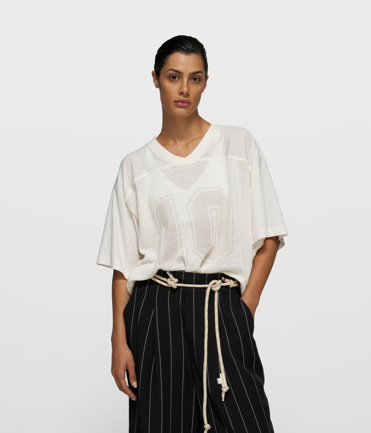 mesh baseball tee | ecru