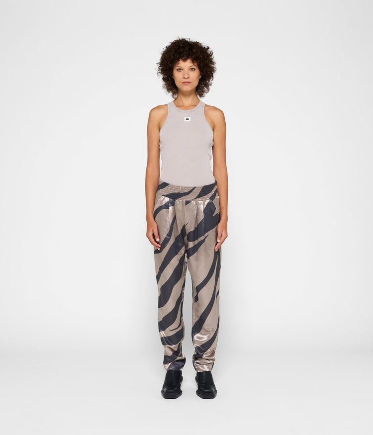satin pants zebra | warm taupe