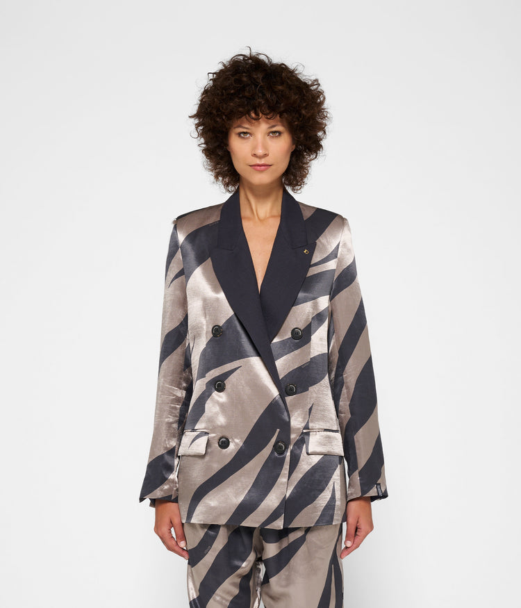 satin blazer zebra | warm taupe