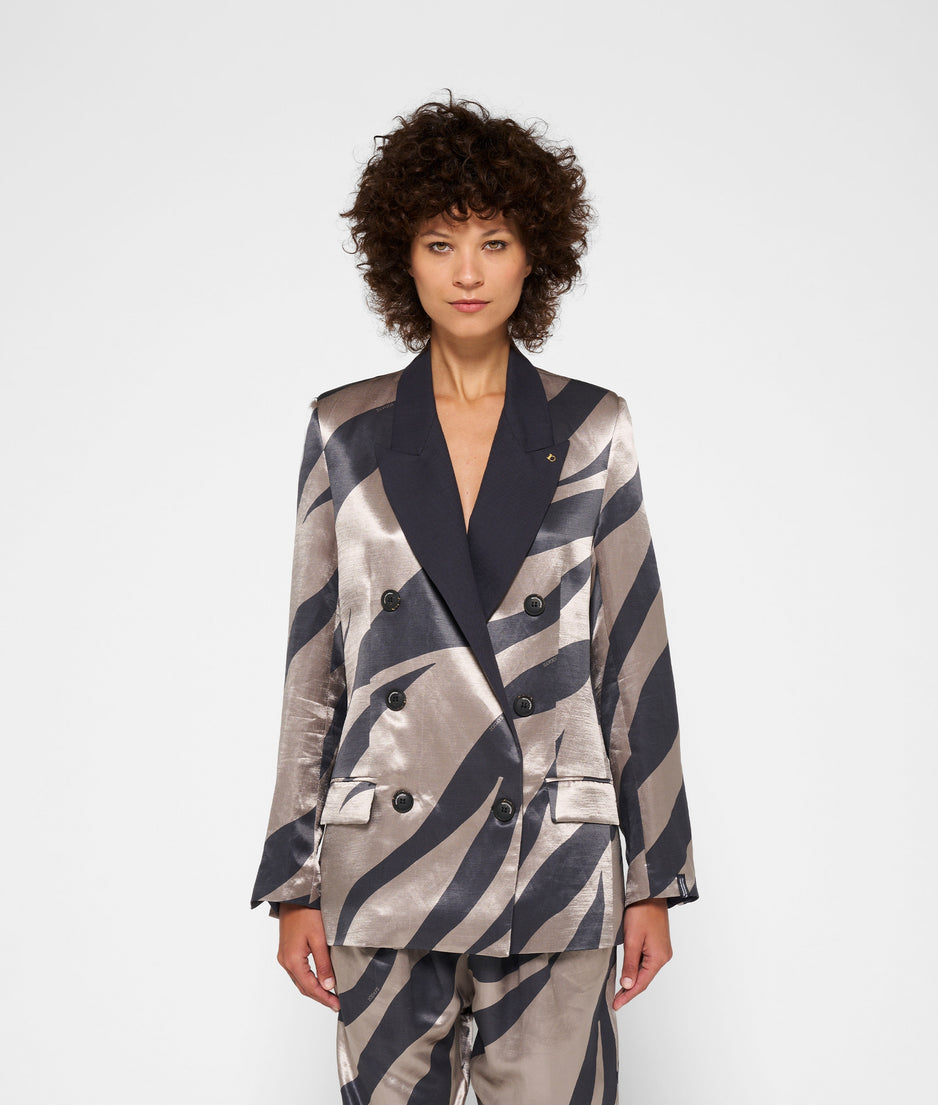 satin blazer zebra | warm taupe