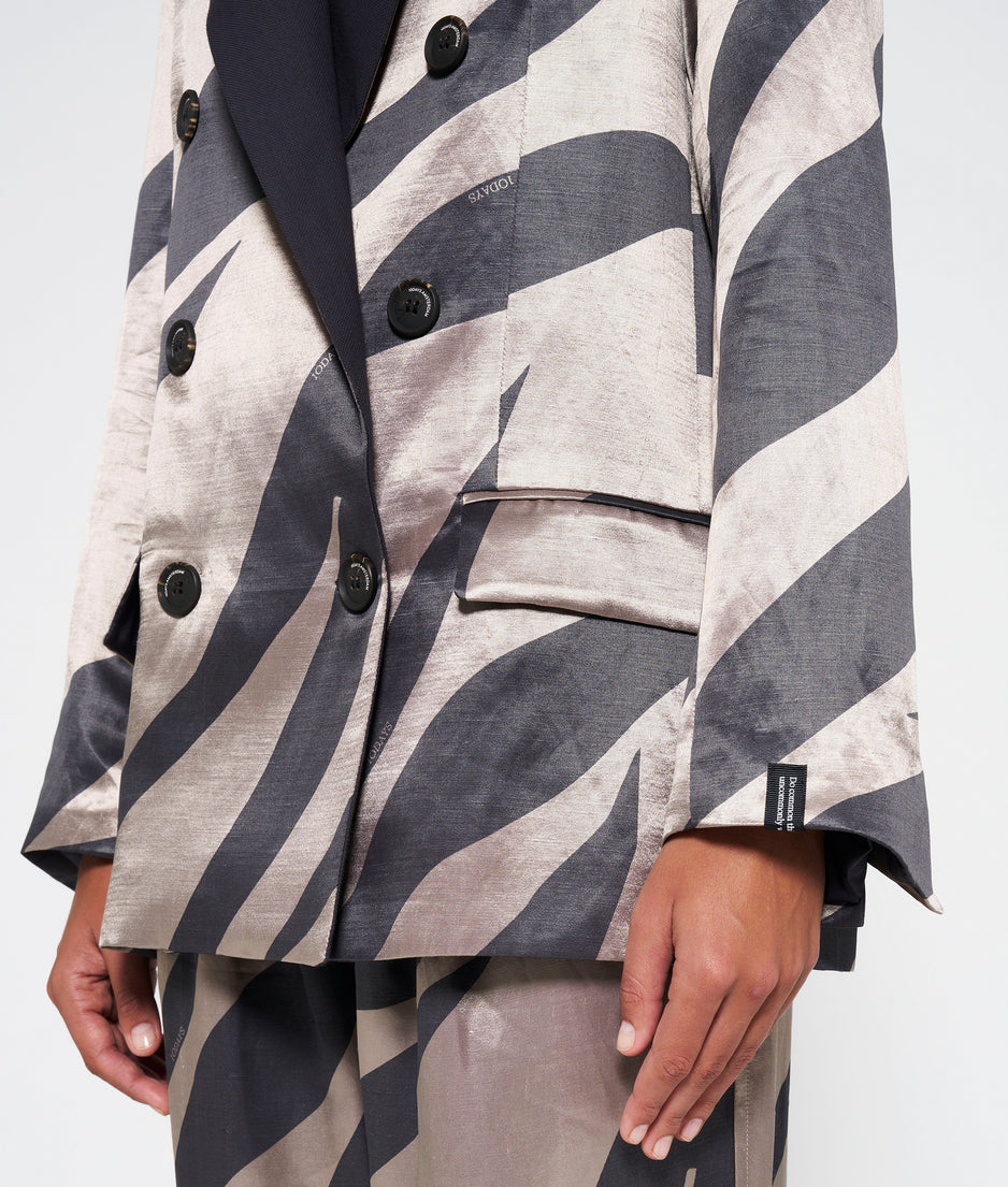 satin blazer zebra | warm taupe