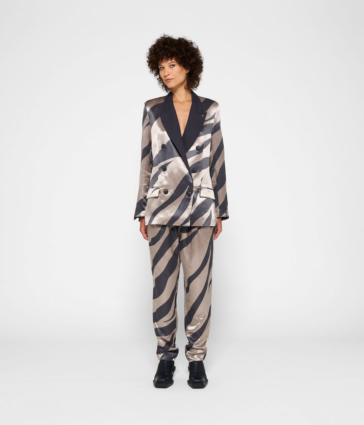 satin blazer zebra | warm taupe