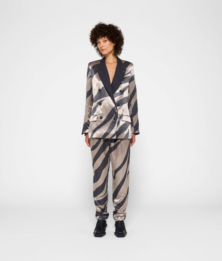satin blazer zebra | warm taupe