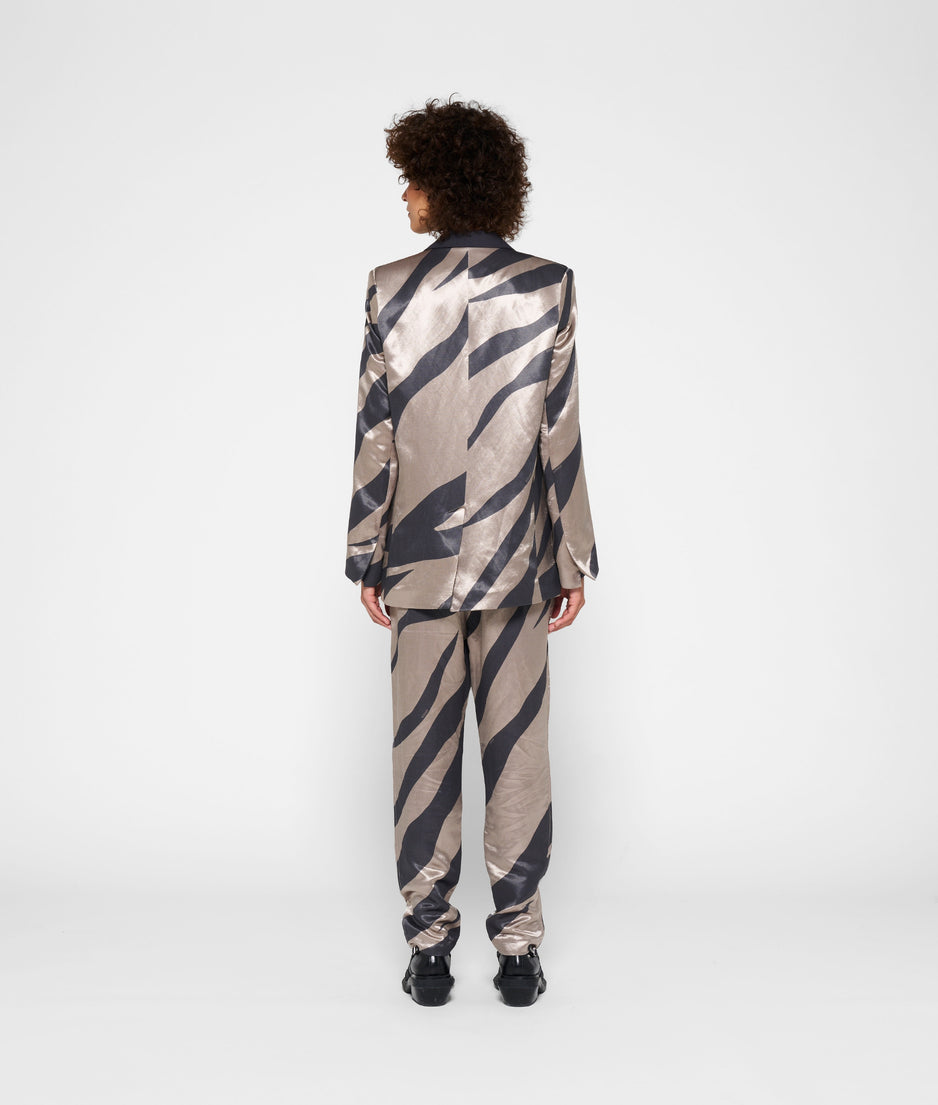 satin blazer zebra | warm taupe
