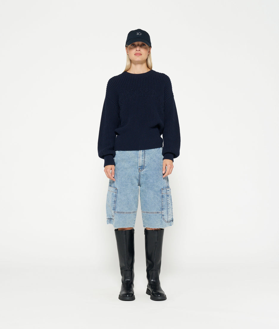 soft denim workwear bermuda | night sky