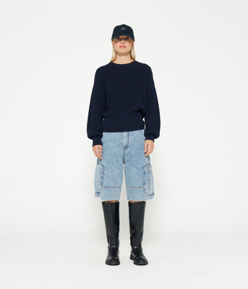 soft denim workwear bermuda | night sky