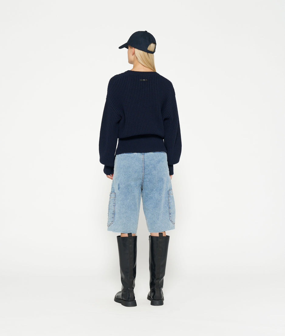 soft denim workwear bermuda | night sky