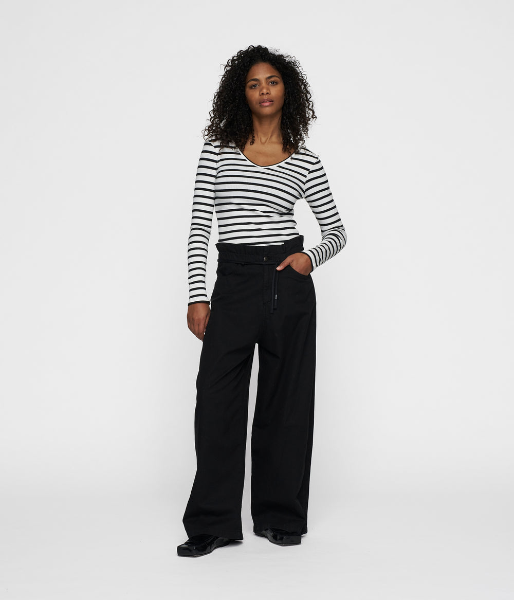 paperbag wide leg pants | black