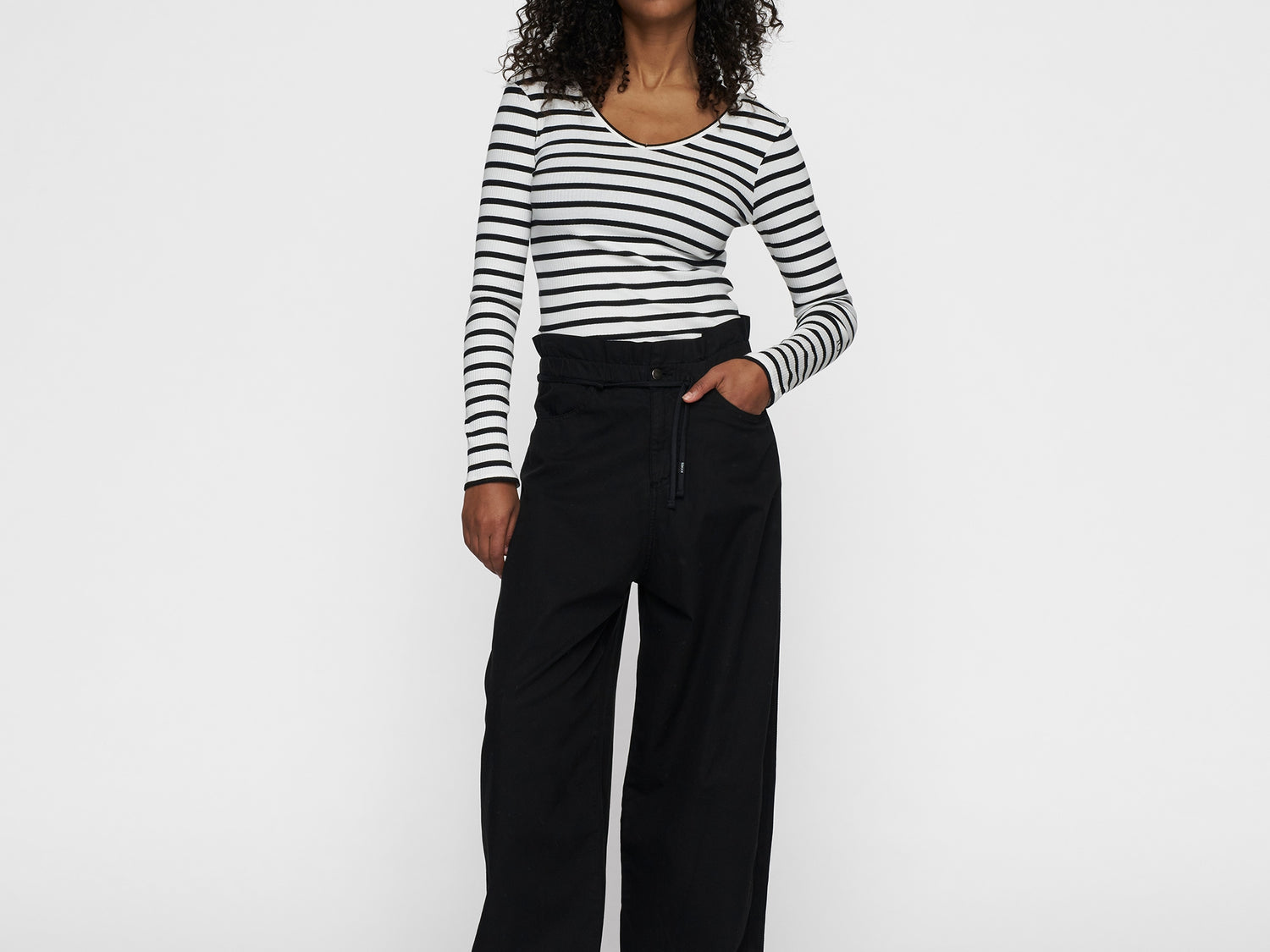 paperbag wide leg pants | black