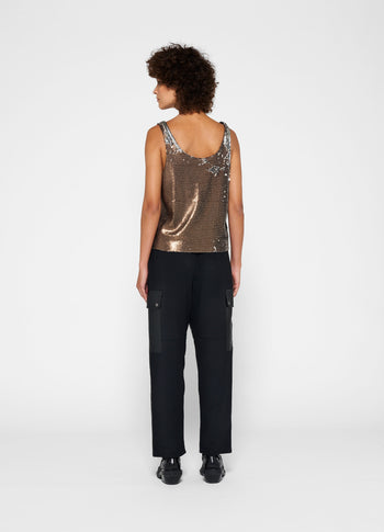 leather look cargo jogger | black