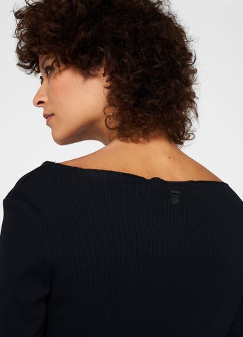 soft rib boatneck tee | black