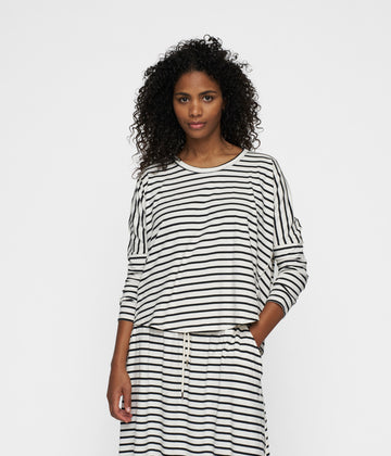 long sleeve tee stripes | ecru/black