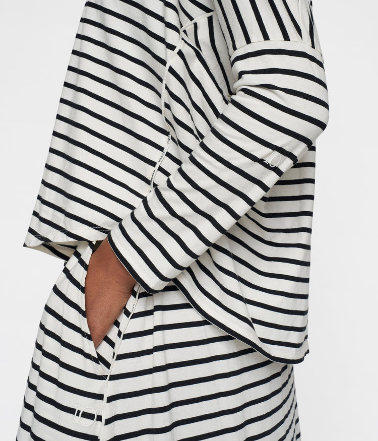 long sleeve tee stripes | ecru/black