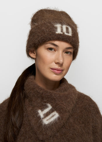 hairy knit beanie | dark truffle
