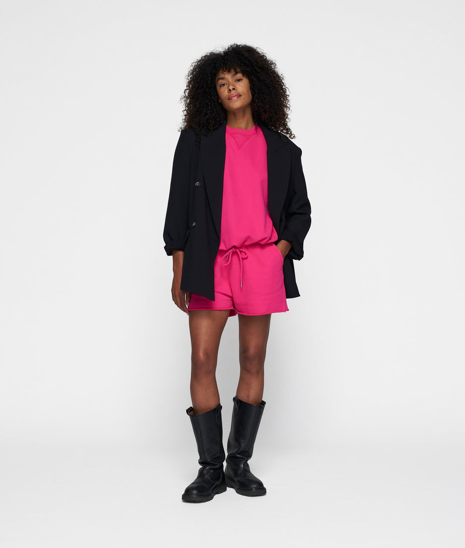 cord sweater | neon pink