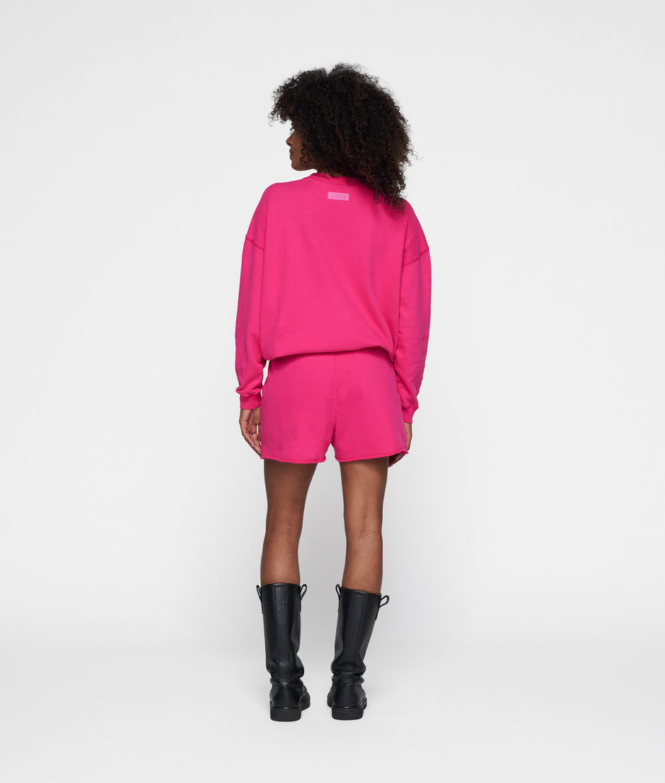 cord sweater | neon pink