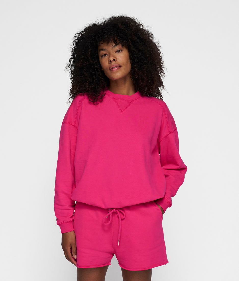 cord sweater | neon pink