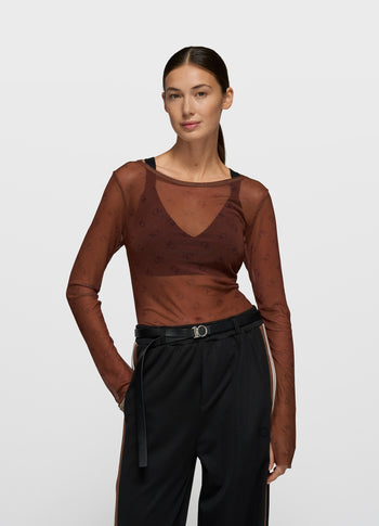 mesh long sleeve monogram | dark truffle