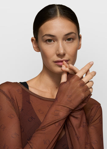 mesh long sleeve monogram | dark truffle