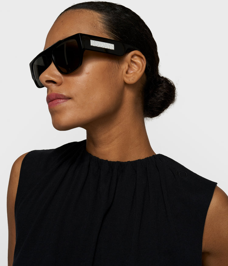 pleated top jersey | black