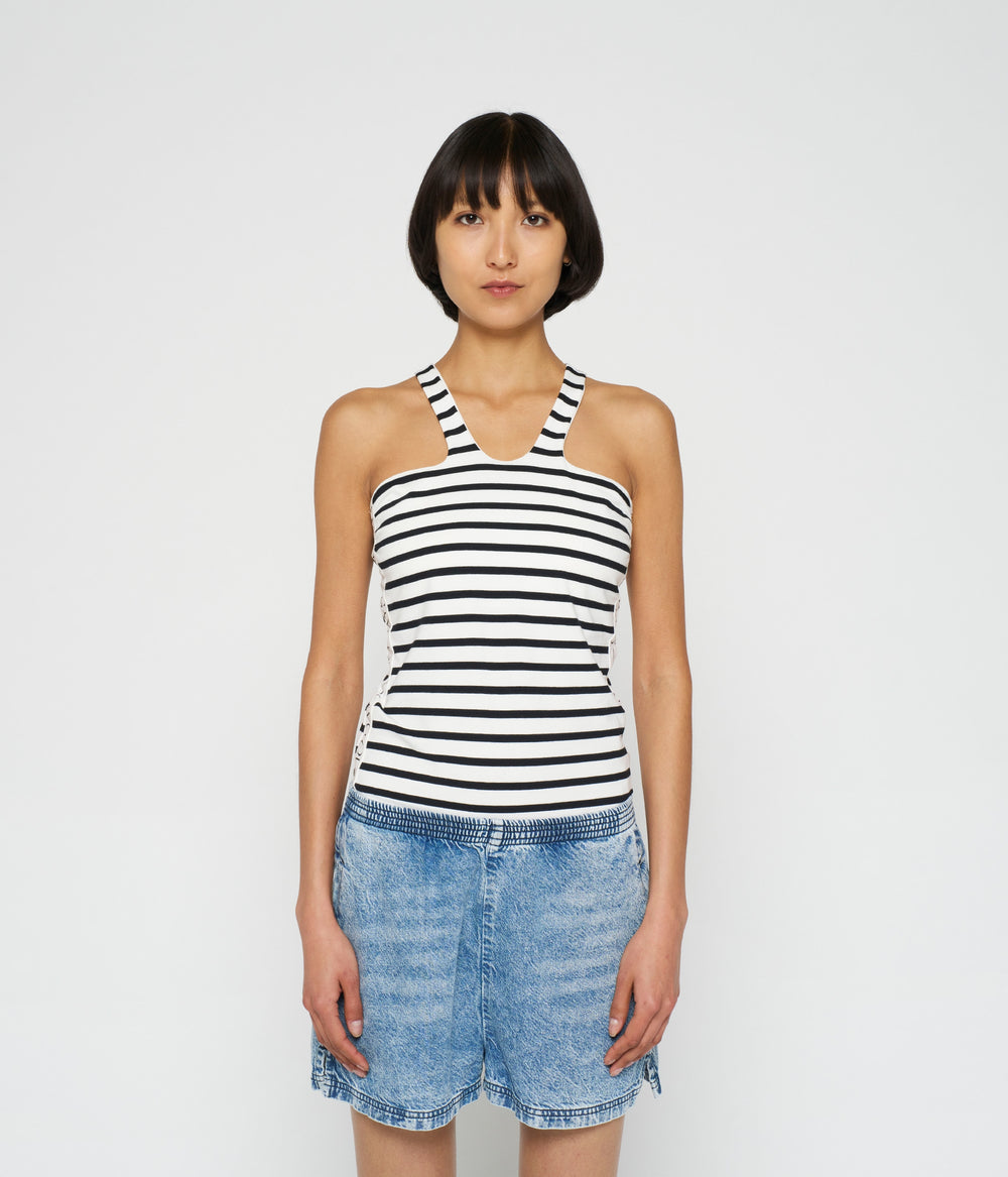 sporty wrapper stripe | ecru/black