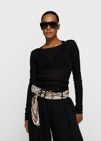 long sleeve tee mesh | black