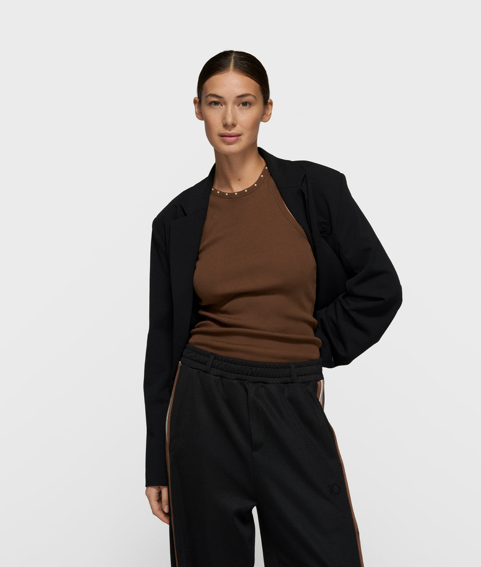 tank top pearls | dark truffle