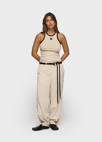 wide tapered pants tencel | light earth