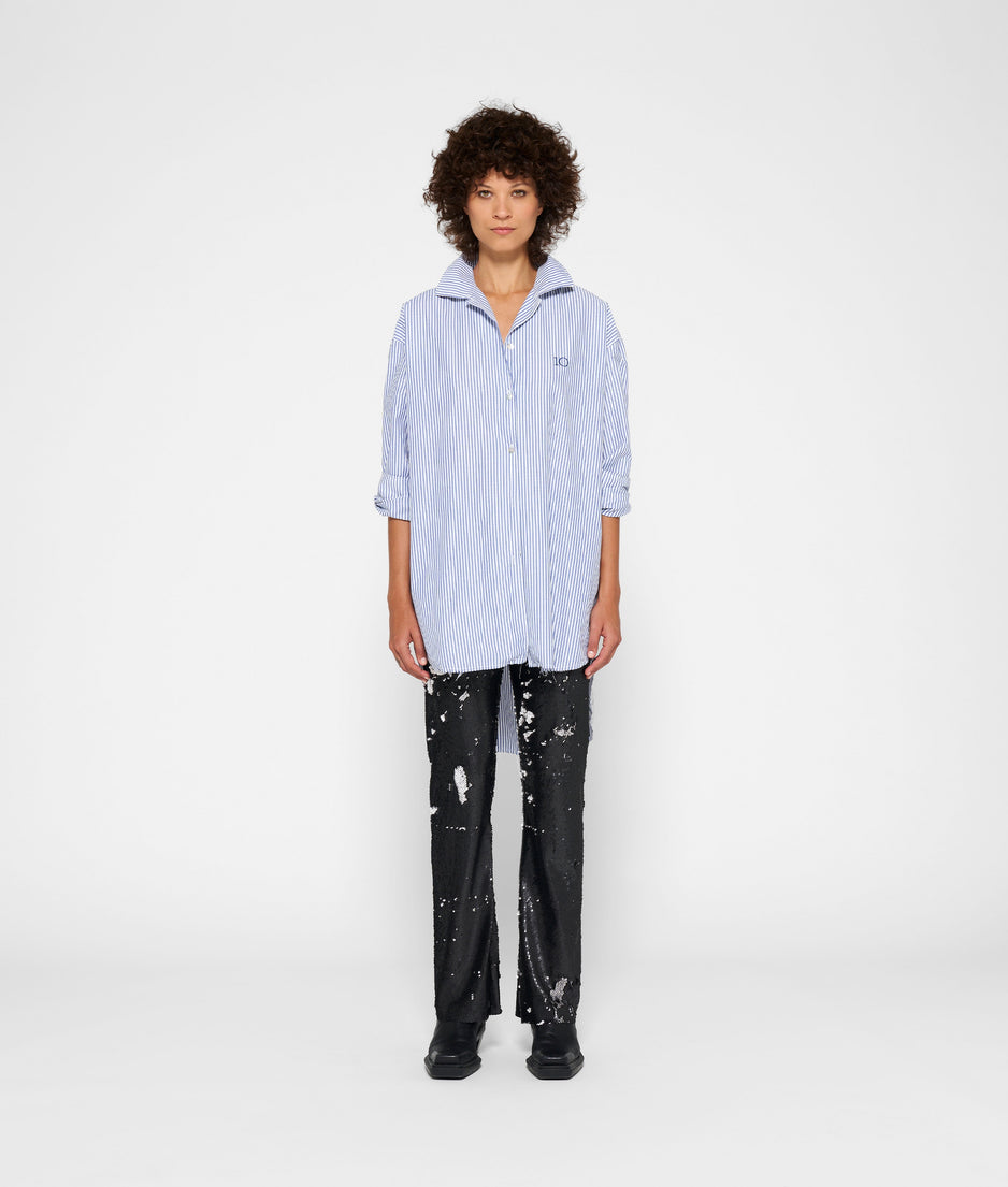 oversized shirt stripes | white/blue