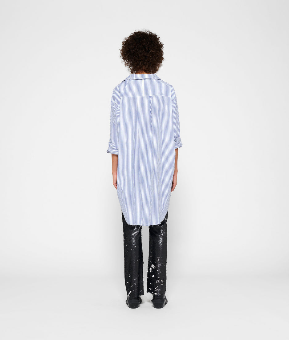 oversized shirt stripes | white/blue